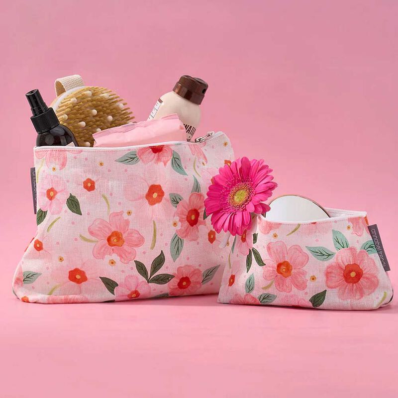 Annabel Trends Linen Cosmetics Bag Small - Meadow Blush image number 1